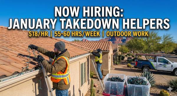 HIRING NOW: January Takedown Crew – $18/hr – Full Time (Phoenix) 1