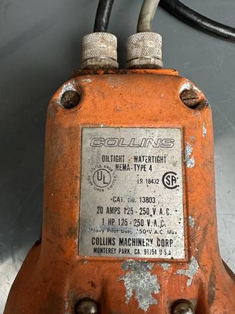 Collins Machinery Corp. Model 13803 Foot Pedal Switch - $80 (Mill Creek)63470982721281124