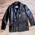 Vintage 1970s Black Leather Jacket Pea Coat 2 thumbnail