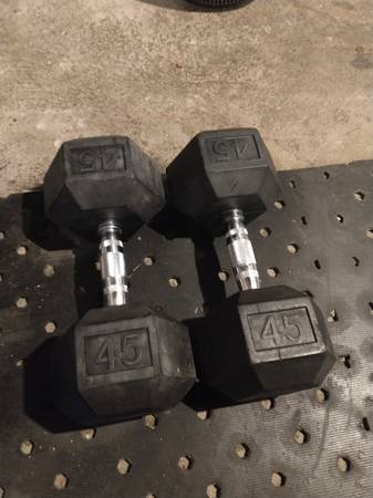 Weider Rubber Hex Dumbbell, 45 lbs (set of 2) 1
