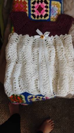 Hand crocheted, pineapple, princess Christmas dress size 6toddler 1