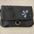 Navy Blue Leather Purse/Clutch with Flower Appliques and  Handle 6 thumbnail