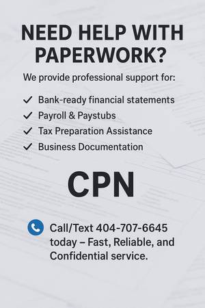 Need Help With Paperwork? Income verification, Bank Statements 1