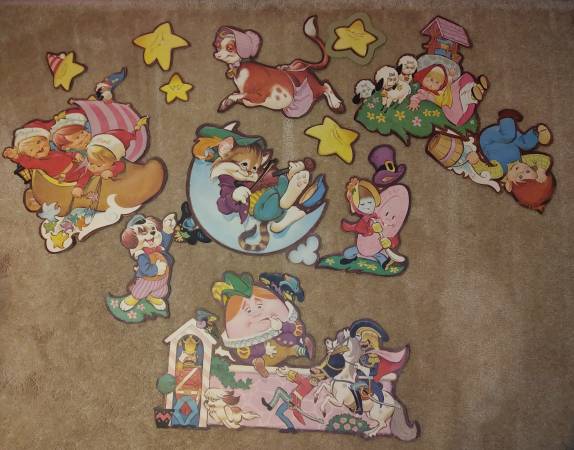 👶 Sweet Vintage NURSERY RHYME WALL DECOR 1