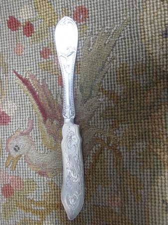 Harding & Co Coin Silver Master Butter Knife, bright etched 1