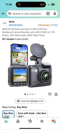 Rove 4K Dash Cam w/ new 128gb sd card - $65 (Johnson City)62971055415683122