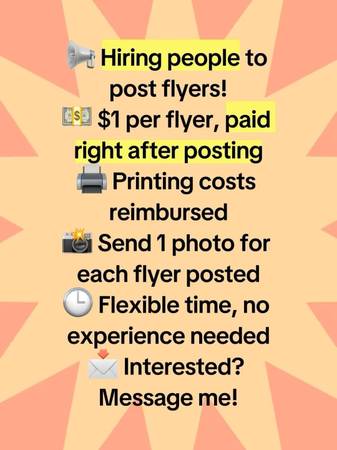 📢 Hiring people to post flyers! 1