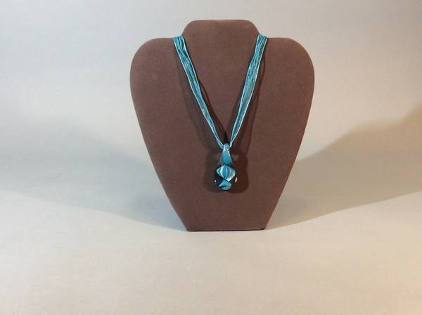 Necklace With Art Glass Pendant 16 Inches 1
