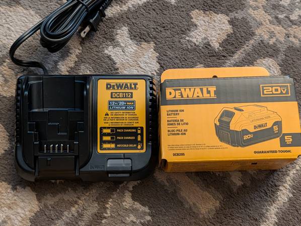 New Dewalt battery charger & 5ah battery 20v $60 dewalt 5ah 20 volt ba 1