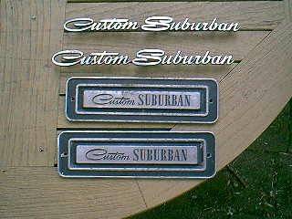 Set of Vintage Chevy Chevrolet Suburban Fender Badges 1