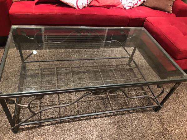 Glass top iron coffee table 1