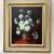 White Flowers Bouquet Still Life Framed Oil Painting. 1 thumbnail