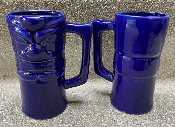 Tiki Mug 6" Dark Blue 16 oz Ceramic Coffee Cup Hawaii Polynesian Tiki 1