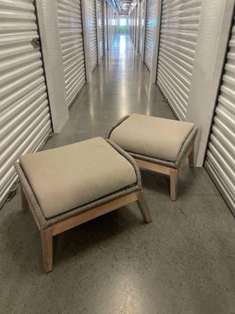2 Essentials for Living Teak Outdoor Patio Ottomans 1