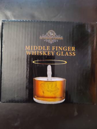 Middle finger whiskey glass 1