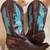BCBGirls  sz 11 Studded Brown Turquoise Leather Cowboy Boots 6 thumbnail