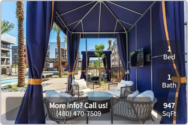 $2,238 / 1br - 947ft2 - ¡Siéntase como en casa desde la primera noche! Enamórese de su departamento de 1 habitación / 1 baño! (Tempe - Tempe Marketplace)63623875440899122