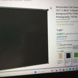 NEW! Pull Down Black Screen Backdrop - 78.7" x 86.6" Collapsible Wall- 1