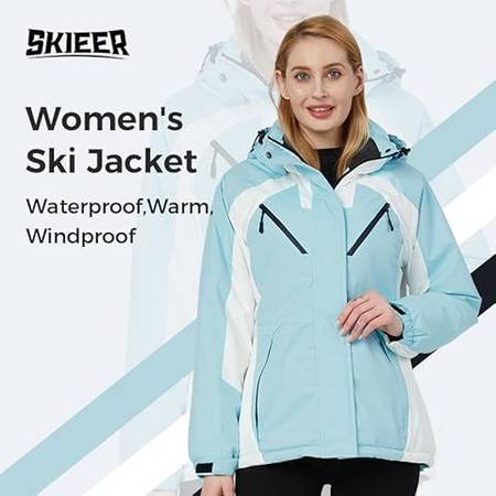 Skieer Women's Ski Jacket Waterproof jacket Warm Winter Coat Hooded Sn 1