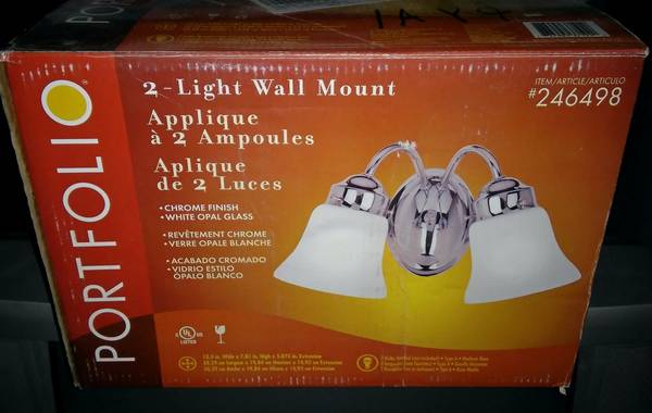 Portfolio 2-Light Wall Mount Bathroom Vanity Light Fixture - Chrome 1