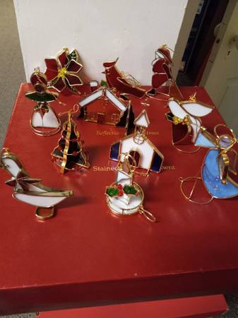 Danbury Mint, Stained Glass, 23K gold and misc. Ornaments. 1
