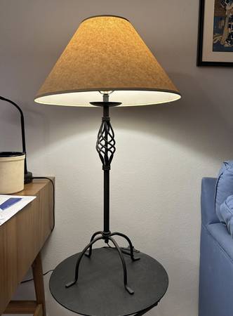 Price Reduced! Tall Antique Hand Forged 4-legged Wrought Iron Lamp 1