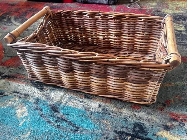Large Wicker Storage Basket with Wood Handles 1
