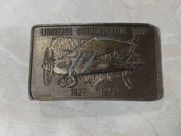 1977 Lindbergh Commerative Tour Belt Buckle 3.5" 1