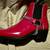 ASOS Raspberry Patent Leather chained Chelsea boot. Cuban heel. 12M 9 thumbnail