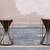 2 MCM Glass & Wood Brass Drum Hourglass Side Tables Rare 12 thumbnail