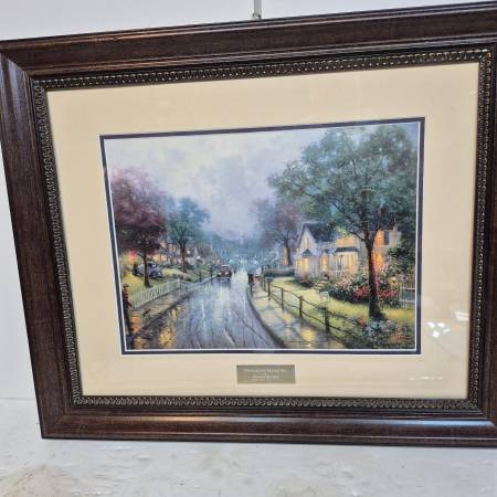 Large Framed Thomas Kinkade Hometown Memories  Wall Art 1