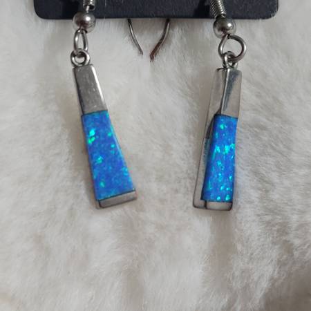 Silver And Fire Opal Drop Dangle Earrings 1