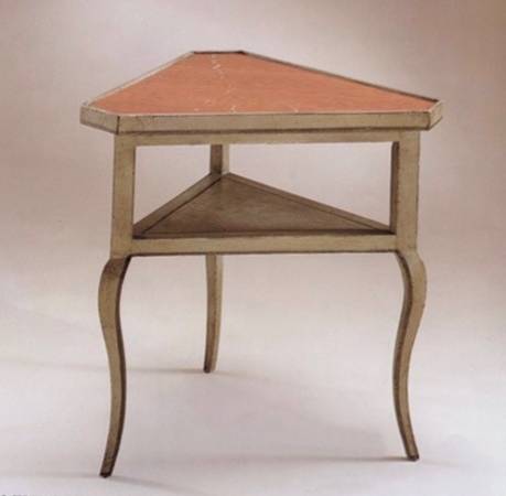 Vintage French Corner Table with Marble Top by Minton Spidell 1