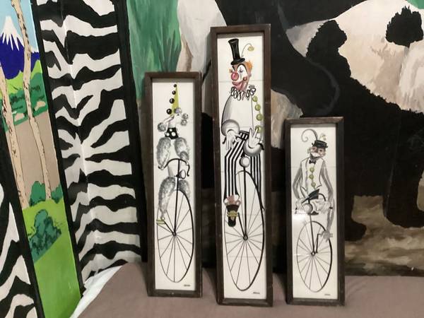 Vintage ~ Jensen ~ Hand Painted Tiles ~ Circus Wall Art 1