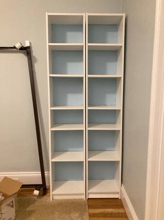 2 Ikea Billy bookcases - white, 16" x 78" --- $10 OBO for both 1