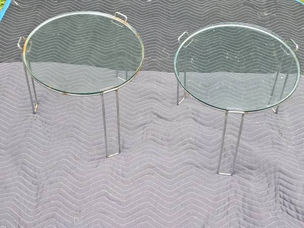 Side Tables, Glass Top & Chrome 1
