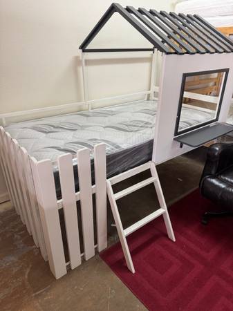 Brand New Twin Bed, metal bunk bed,loft bed and free twin mattress. 1