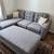 Like New Light Grey Linen Sectional Sofa +XL Ottoman 2 thumbnail