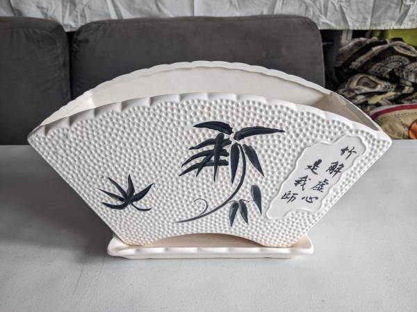 New Ceramic Chinese Characteristic Fan Design Bamboo Planter Pot 1