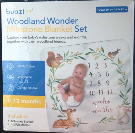 Baby Monthly Milestone Blanket Woodland 1