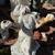 ANTIQUE PAIR OF TORCHBEARER ANGELS Garden Statues Cast Cement 2 thumbnail