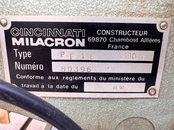 Cincinnati Milacron PF16 - $1.500 (Natick)63439001390083123