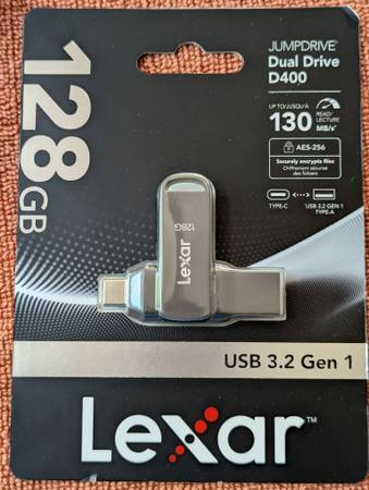 *NEW* Lexar Dual Drive D400 USB 3.2 Flash Drive, 128GB 1