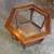 2 Hexagon Walnut Glass Top End Tables Mersman Mid Century $200 5 thumbnail