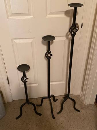 PRE-GARAGE SALE: Pier One Heavy Wrought Iron Candle Holders 1