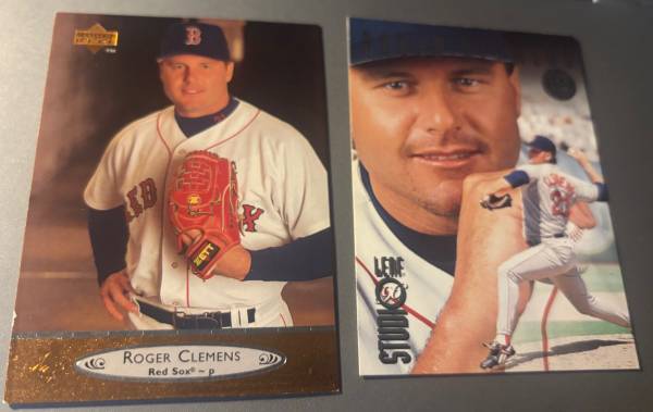 Roger Clemens 2 baseball cards upper deck 20 & studio 11 Boston 1