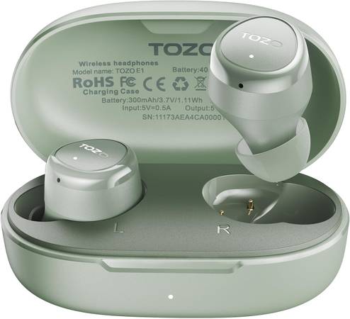 TOZO E1 Wireless Earbuds Build in Mic Clear Calls Ergonomic Light Weig 1