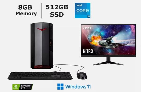 NEW Acer Nitro 50 Gaming Desktop Computer & 27" Monitor Intel Core i5 1