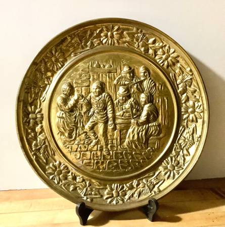 VINTAGE MCM EMBOSSED BRASS WALL DECOR (2) - both for 1