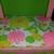 Vintage Rare Green & Pink Flower Designed Wood Shelf 9 thumbnail